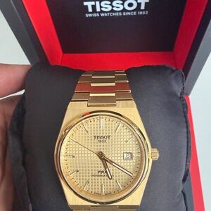 Tissot PRX Powermatic Automatic 40mm Yellow Gold Bracelet Gold Tapisserie Dial